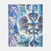 ホッキョクグマ家族の雪の絵を描シーン フリースブランケット (正面)