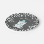 ホッキョクグマ少年の冬の赤ちゃんシャワー ペーパープレート (アングル)
