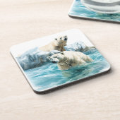 ホッキョクグマ懸命プラスチックコースター コースター (左側)