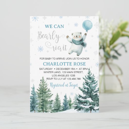 ホッキョクグマ我々は冬の赤ちゃんシャワーを待つことができる 招待状 (スタンド正面)