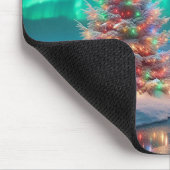 ホッキョクグマ母カブクリスマスツリーオーロラボレアリス マウスパッド (コーナー)