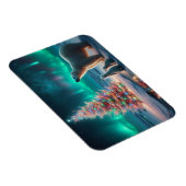 ホッキョクグマ母カブクリスマスツリーオーロラボレアリス マグネット (右側)