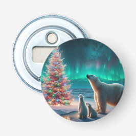 ホッキョクグマ母カブクリスマスツリーオーロラボレアリス 栓抜き