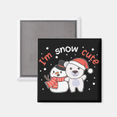 ホッキョクグマ私は雪かわいい雪だるま雪パン磁石 マグネット (正面/裏面)