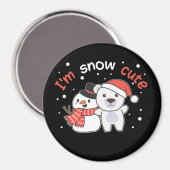 ホッキョクグマ私は雪かわいい雪だるま雪パン磁石 マグネット (正面/裏面)