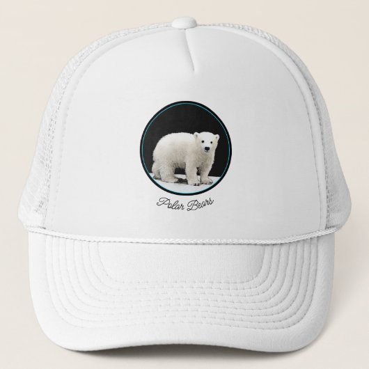ホッキョクグマ絵画のキューブ – Oiginal Wildlife Art キャップ (正面)
