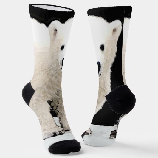 ホッキョクグマ絵画のキューブ – Oiginal Wildlife Art ソックス (傾斜あり)