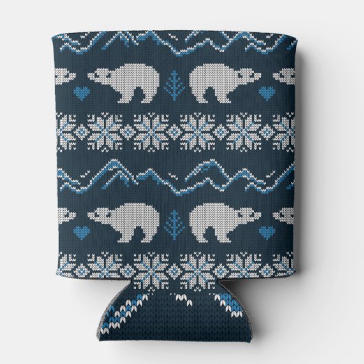 ホッキョクグマ編み冬の模様 缶クーラー (裏面)