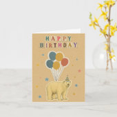 ホッキョクグマ誕生日カード – 北極動物 カード (黄色い花)