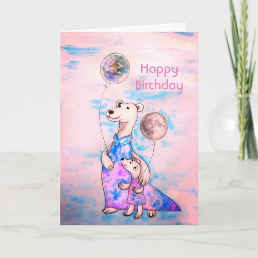 ホッキョクグマ誕生日バルーン カード (正面)
