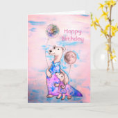 ホッキョクグマ誕生日バルーン カード (黄色い花)