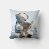 ホッキョクグマ読の新聞 クッション (正面)