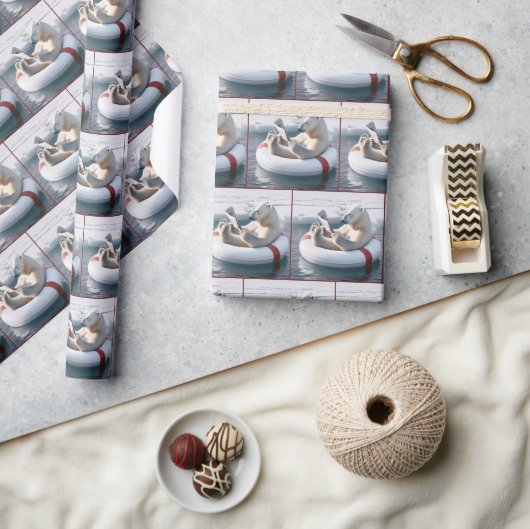 ホッキョクグマ読の新聞 ラッピングペーパー (クラフト)