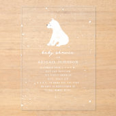 ホッキョクグマ赤ちゃんシャワー冬スノーニュートラル アクリル招待状 (正面)