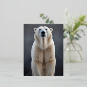 ホッキョクグマ野生生物威厳のある自然壁紙 箔シーズンポストカード (立ち正面)