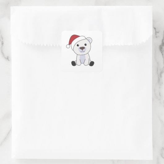 ホッキョクグマ雪の冬の動物ポーラ スクエアシール (バッグ)