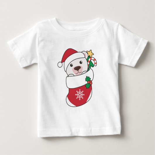 ホッキョクグマ雪の冬の動物ポーラ ベビーTシャツ (正面)