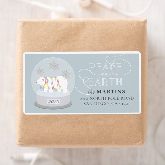 ホッキョクグマ雪グローブブルー出荷 ラベル (インサイチュ)