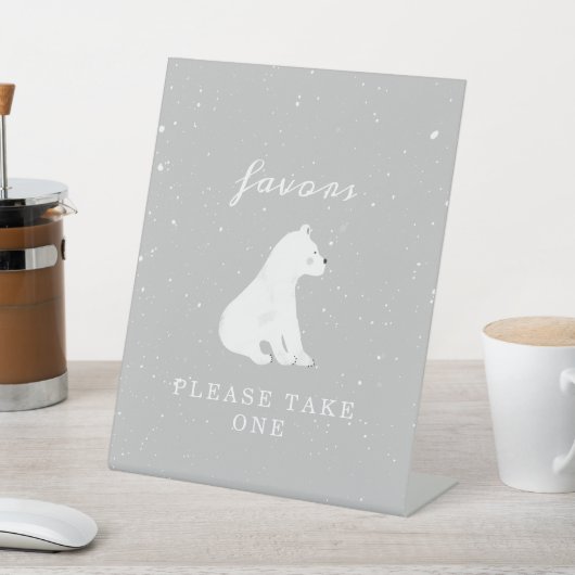 ホッキョクグマ雪ニュートラル赤ちゃんシャワー特典 台座サイン (インサイチュ)