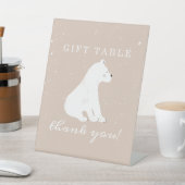 ホッキョクグマ雪女の子ベビシャワーギフトテーブル 台座サイン (インサイチュ)