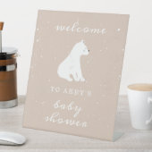 ホッキョクグマ雪女の子ベビーシャワーへようこそ 台座サイン (インサイチュ)