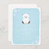 ホッキョクグマ雪片ボーイベビーシャワー – 青 招待状 (正面/裏面)