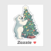 ホッキョクグマ飾のクリスマスツリー シール (シート)