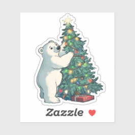 ホッキョクグマ飾のクリスマスツリー シール