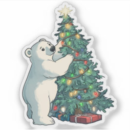 ホッキョクグマ飾のクリスマスツリー シール