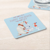 ホッキョクグマ飾の木 スクエアペーパーコースター (アングル)