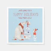 ホッキョクグマ飾の木 スタンダードカクテルナプキン (正面)