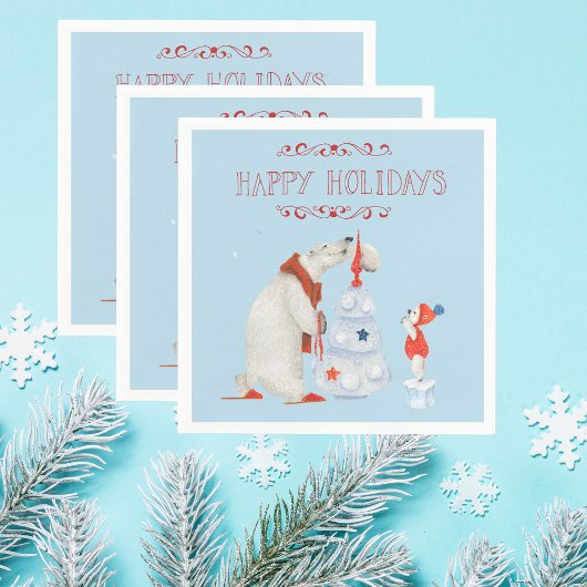 ホッキョクグマ飾の木 スタンダードカクテルナプキン