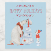 ホッキョクグマ飾の木 ワインラベル (シングルラベル)