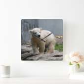 ホッキョクグマ010 スクエア壁時計 (ホーム)