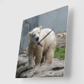 ホッキョクグマ010 スクエア壁時計 (傾斜)