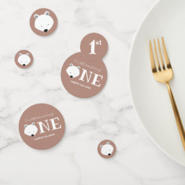 ホッキョクグマ1匹のかわいいアニマルファースト誕生日 コンフェッティ