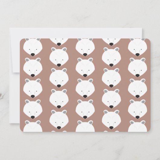ホッキョクグマ1匹のかわいいアニマルファースト誕生日 招待状 (裏面)