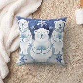 ホッキョクグマ、かわいい幸せな冬の雪 クッション (ブランケット)