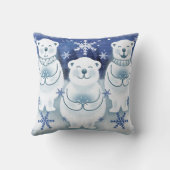 ホッキョクグマ、かわいい幸せな冬の雪 クッション (裏面)