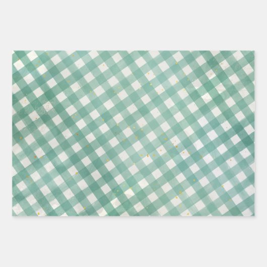 ホッキョクグマ、オーナメント、ギンガムチェッククリスマス ラッピングペーパーシート (正面3)