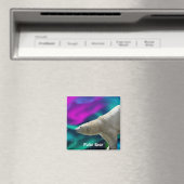 ホッキョクグマ&オーロラ北極野生動物芸術磁石 マグネット (インサイチュ (食洗機))