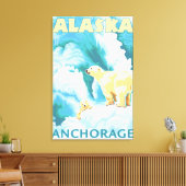 ホッキョクグマ&カブ – アラスカ,アンカレッジ キャンバスプリント (インサイチュ (リビング))