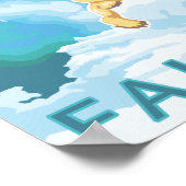 ホッキョクグマ&カブ – アラスカ，フェアバンクス ポスター (角)