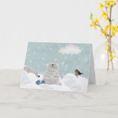 ホッキョクグマ カード (黄色い花)