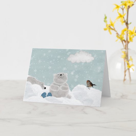 ホッキョクグマ カード (黄色い花)