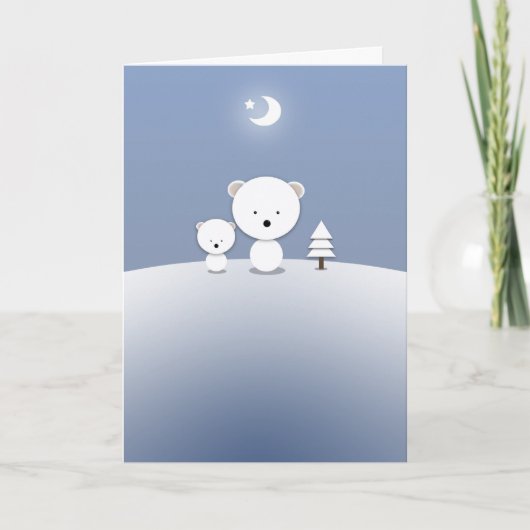 ホッキョクグマ クリスマスカード かわいい (正面)