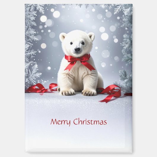 ホッキョクグマ クリスマス ホリデー マグネット (正面)