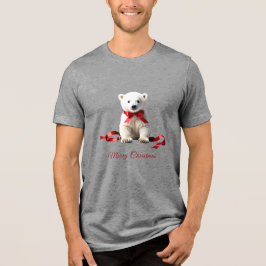 ホッキョクグマ クリスマス ホリデー メンズTシャツ トライブレンドTシャツ