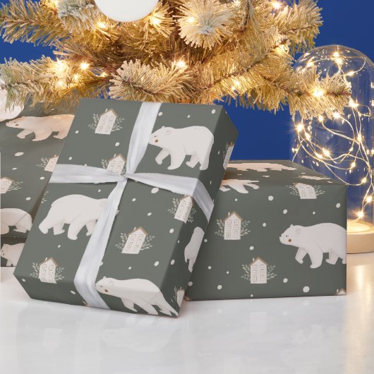 ホッキョクグマ クリスマス ラッピングペーパー (クリスマス)