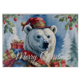 ホッキョクグマ サンタ クリスマス デザイン カッティングボード